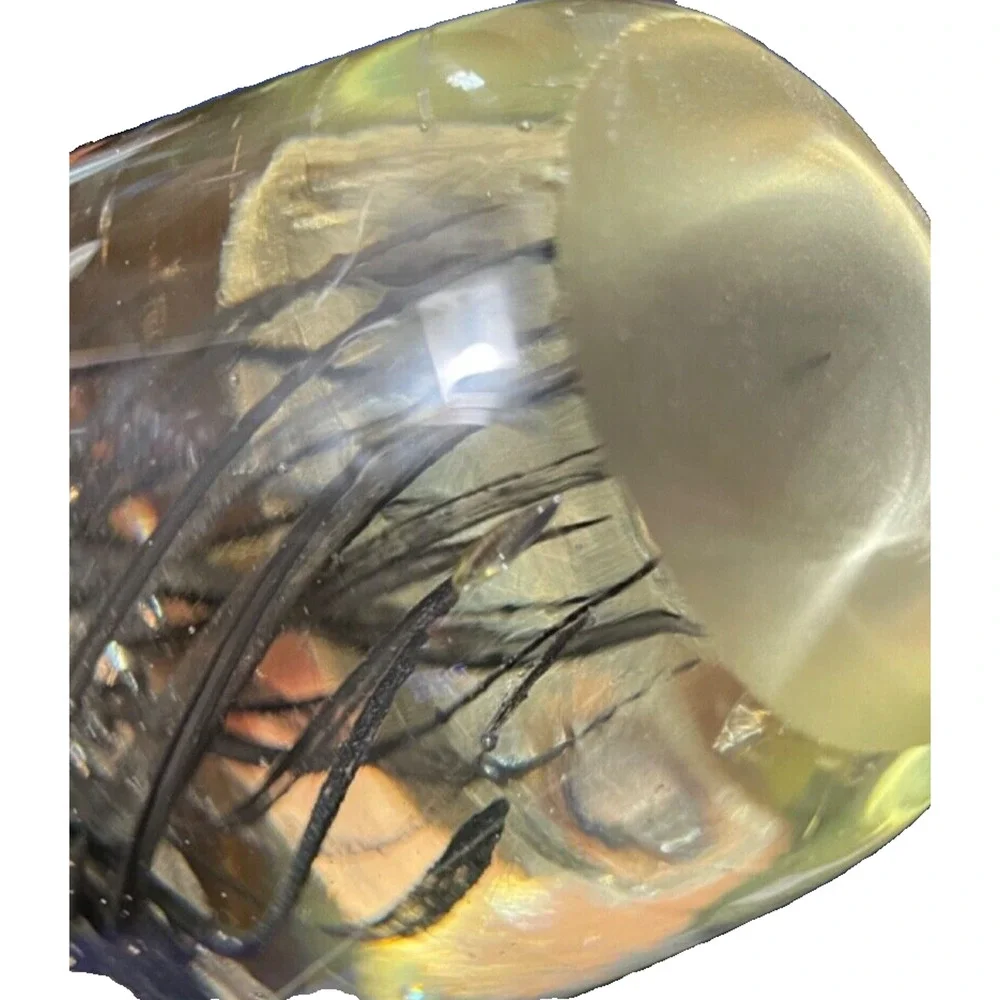 Handcrafted Murano Style Collectible Glass Detailed Jellyfish Paperweight Black